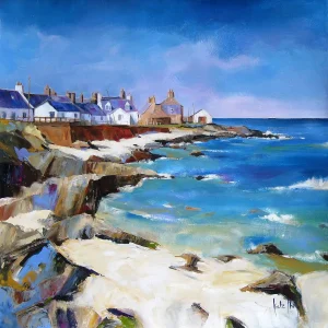 Sandend Village, Giclée Art Print by Kate Philp