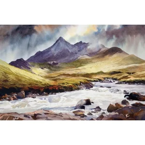 Rain easing in the west by evening, The Black Cuillin, Giclée Art Print by Peter McDermott
