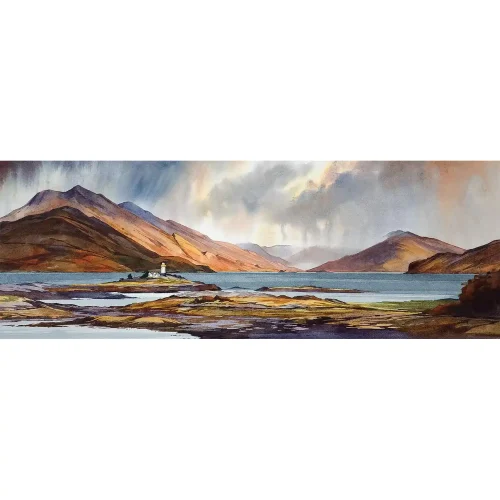 Outlook for Wednesday, dry with some late autumn sunshine, Isle Ornsay Light, Giclée Art Print by Peter McDermott