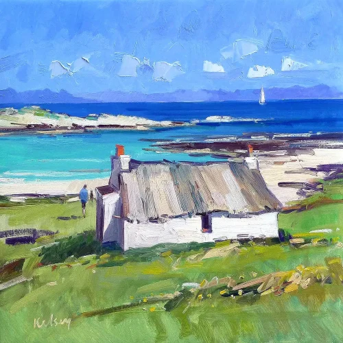 Cottages by the Sea, Coll, Giclée Art Print by Robert Kelsey