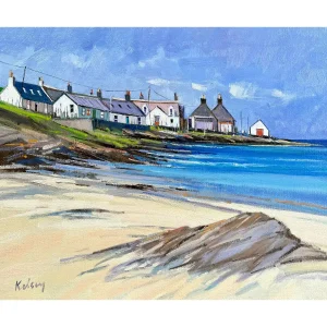 Shore Cottages, Sandend, Giclée Art Print by Robert Kelsey