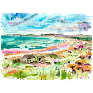 Salmon Bothies, St. Cyrus, Giclée Art Print by Clare Arbuthnott