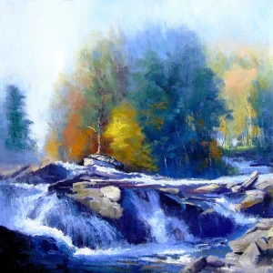 Golden Cascade, Falls of Dochart, Giclée Art Print by Colin Robertson