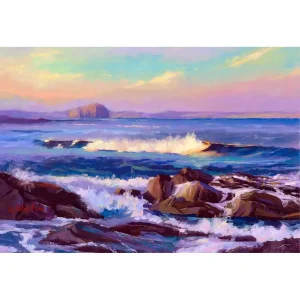 Afternoon Waves, The Bass Rock, Giclée Art Print by Colin Robertson