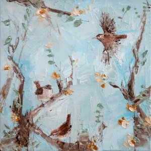 Three little birds, Giclée Art Print by Charlotte Strawbridge