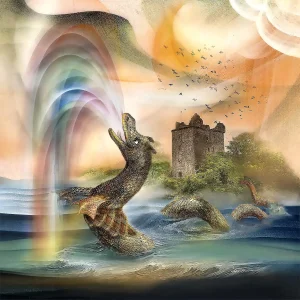 Nessie Visits Urquhart Castle, Giclée Art Print by Esther Cohen
