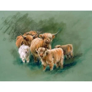 Highland Family in Fife, Giclée Art Print by Hilary Barker