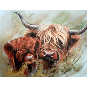 Lourin and Her Bull Calf, Giclée Art Print by Hilary Barker