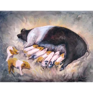 Piggies, Giclée Art Print by Hilary Barker