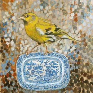 Siskin on Dish, Giclée Art Print by Ingrid Nilsson