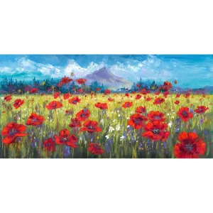 Poppy Field in the Lee of Goatfell, Arran, Giclée Art Print by Jean Feeney