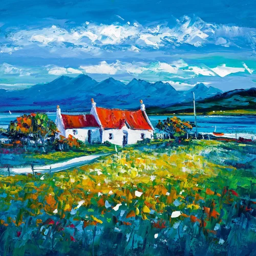 Croft and Cuillins, Ord, Isle of Skye, Giclée Art Print by Jean Feeney