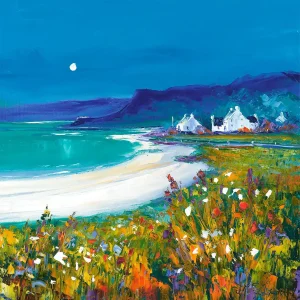 Moonlight Kildonan Bay, Arran, Giclée Art Print by Jean Feeney