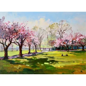 Springtime Blossom, the Meadows, Edinburgh, Giclée Art Print by Joseph Maxwell-Stuart