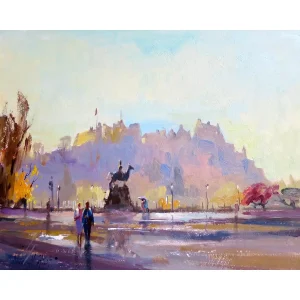 Passing Rain, Princes Street, Giclée Art Print by Joseph Maxwell-Stuart