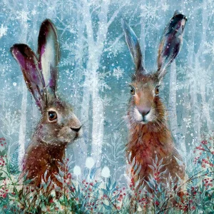 Winter Hares, Giclée Art Print by Lee Scammacca