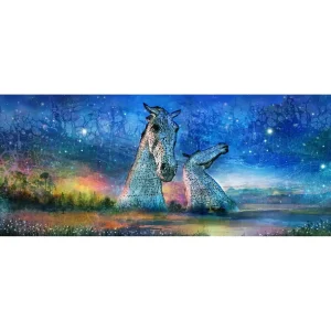Bathed in Stars, The Kelpies, Giclée Art Print by Lee Scammacca
