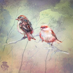 Sparrows, Giclée Art Print by Lee Scammacca