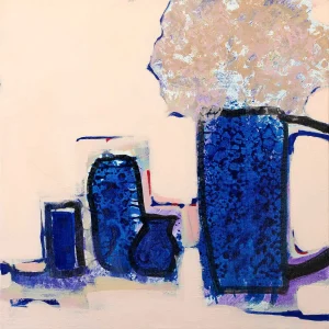 Blue Glass and Hydrangeas, Giclée Art Print by Louise Turnbull