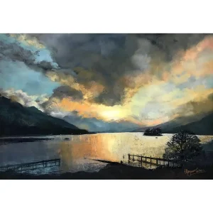 Old Jetties, Loch Earn, Giclée Art Print by Margaret Evans
