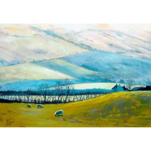 Sheep Farm, Ochils, Giclée Art Print by Margaret Evans