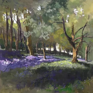 Bluebells thru Shadows, Giclée Art Print by Margaret Evans