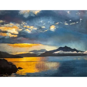 Blues and Golds, Giclée Art Print by Margaret Evans