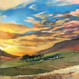Hill Farm by Sunset, Giclée Art Print by Margaret Evans