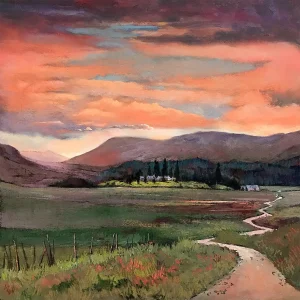 Pinks into Green, Balmoral, Giclée Art Print by Margaret Evans