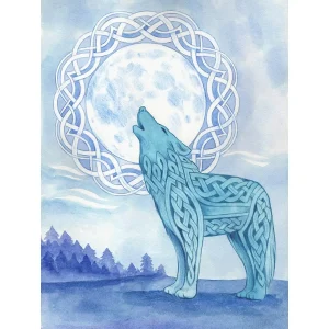 Celtic Wolf, Giclée Art Print by Marjory Tait