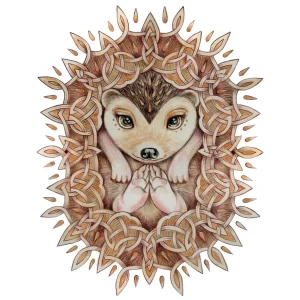 Celtic Hedgehog, Giclée Art Print by Marjory Tait