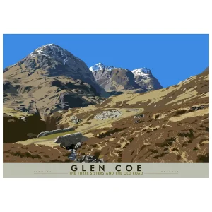 Glen Coe: Three Sisters and the Old Road, Giclée Art Print by Stewart Bremner