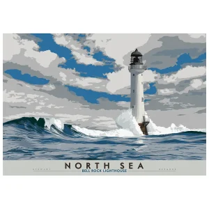 North Sea: Bell Rock Lighthouse, Giclée Art Print by Stewart Bremner