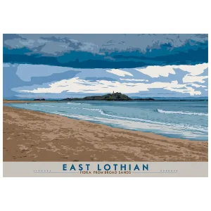 East Lothian: Fidra from Broad Sands, Giclée Art Print by Stewart Bremner