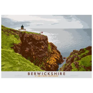 Berwickshire: St Abb’s Head Lighthouse, Giclée Art Print by Stewart Bremner
