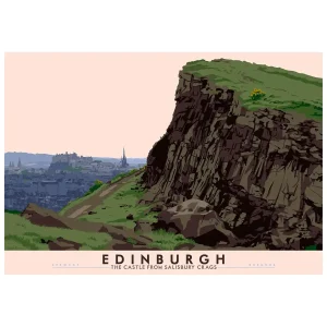 Edinburgh: the Castle from Salisbury Crags, Giclée Art Print by Stewart Bremner