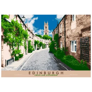 Edinburgh: Circus Lane, Stockbridge, Giclée Art Print by Stewart Bremner