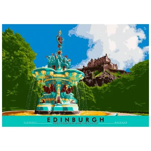 Edinburgh: Ross Fountain and the Castle, Giclée Art Print by Stewart Bremner