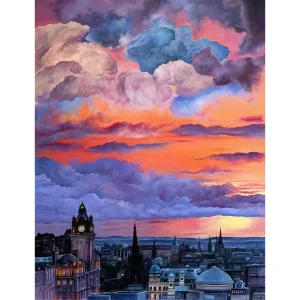 Edinburgh Dusk (Portrait), Giclée Art Print by Scott McGregor