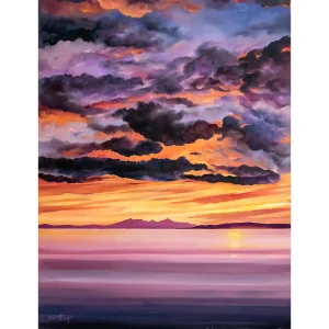 Purple Sky over Arran, Giclée Art Print by Scott McGregor