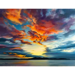 Orange Clouds Approaching Arran, Giclée Art Print by Scott McGregor