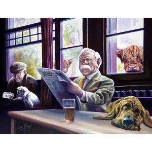 Colonel, Clyde and Two Coos, Giclée Art Print by Scott McGregor