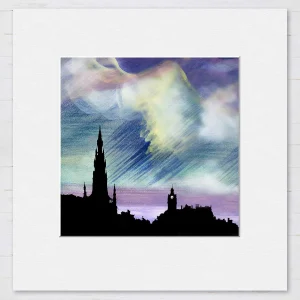 Purple Rain, Scott Monument, Edinburgh, Small Mounted Print by Esther Cohen