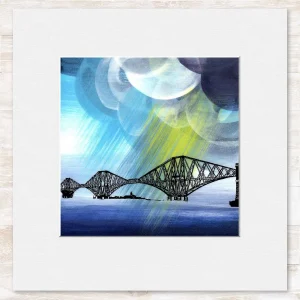 Storm Clouds over Forth Bridge, Small Mounted Print by Esther Cohen
