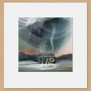 Winter Geese Bothy, Somewhere near a Scottish Glen, Small Mounted Print by Esther Cohen