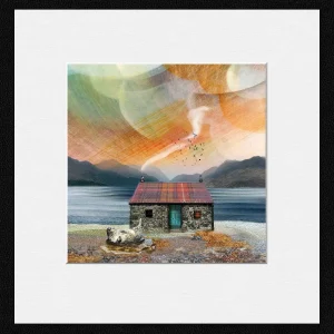 Seal Bothy - Taking it easy, Somewhere beside a Scottish loch, Small Mounted Print by Esther Cohen