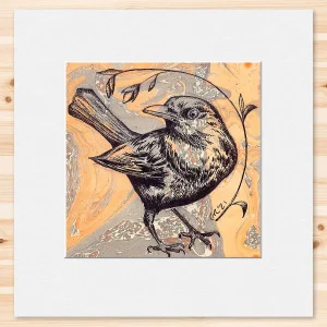 Blackbird, Small Mounted Print by Estelle Richardson