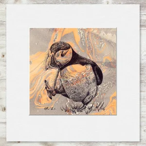 Puffin, Small Mounted Print by Estelle Richardson