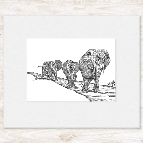 Elephants, Small Mounted Print by Estelle Richardson