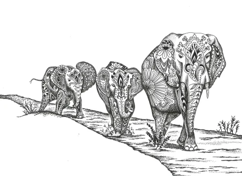 Elephants, Small Mounted Print by Estelle Richardson - Image 2